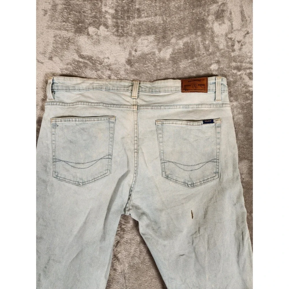 Pull and Bear Jeans Women's 39X32 (Tag EUR 48 MEX 38) Blue Skinny STAIN‎